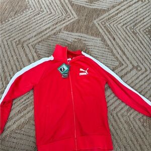 Puma Kids Red and White Track Jacket